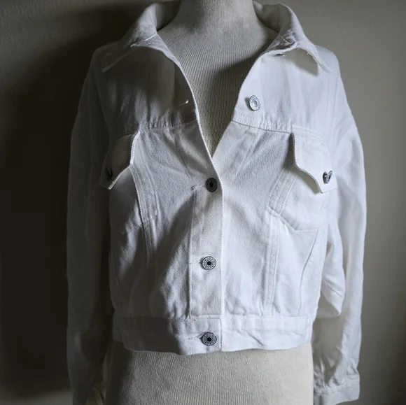 Women's Chic Button Down Tassel Fringe Denim Jean Cropped Jacket Rodeo Large - Picture 2 of 9